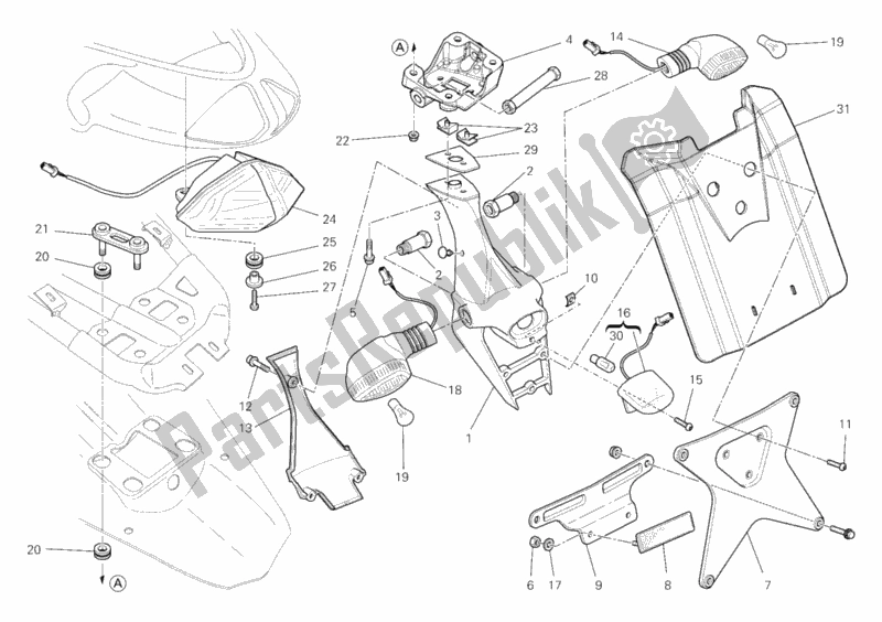 Alle onderdelen voor de Achterlicht Aus van de Ducati Superbike 848 EVO 2012